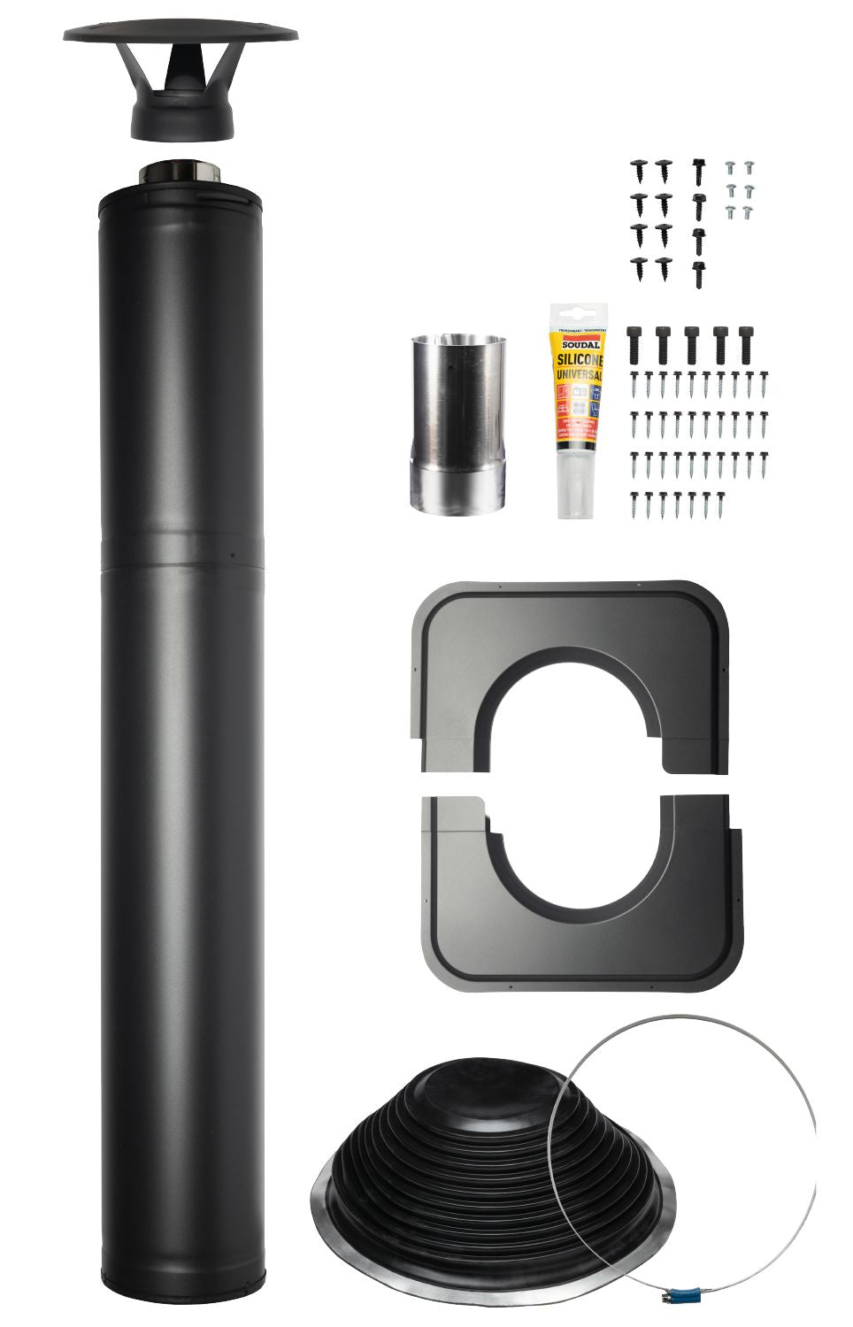 Steel chimney 1500 Black (with barrel sauna kit) black