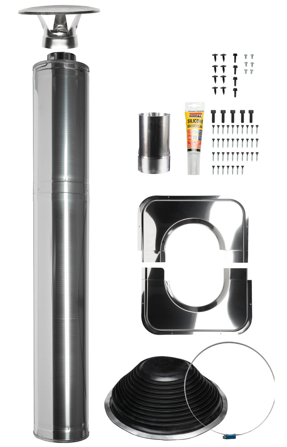 Steel chimney 1500 Steel (with barrel sauna kit) Steel