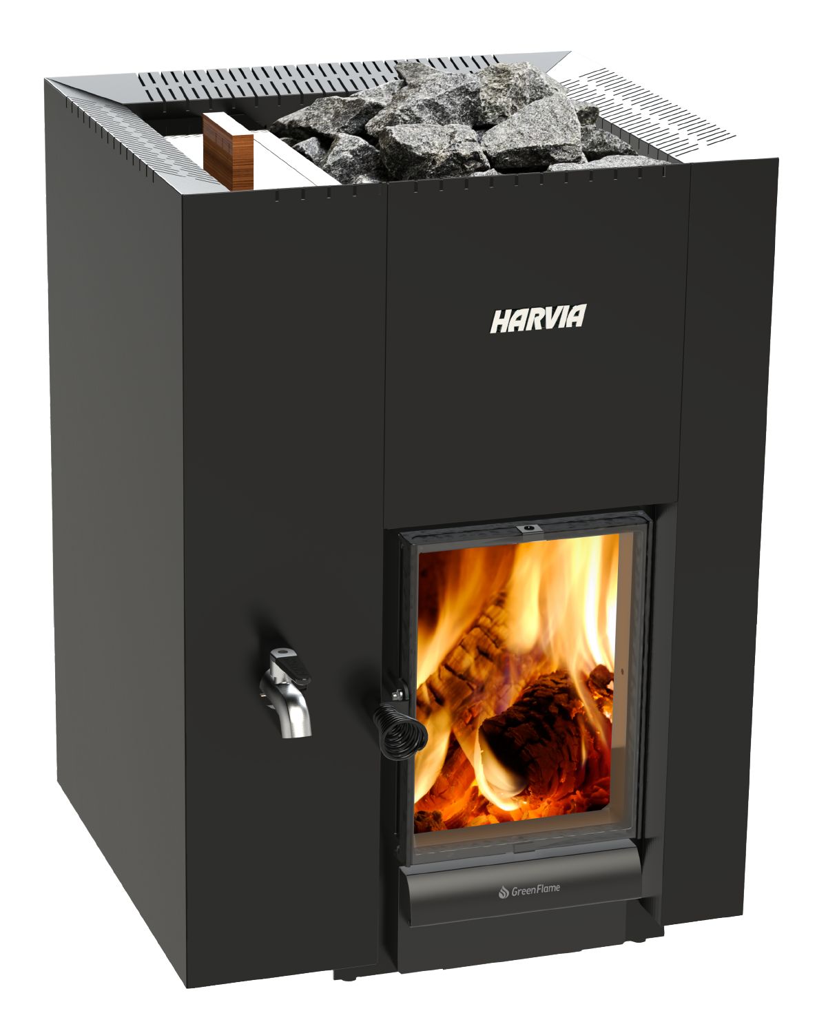 Wood burning heater Harvia Linear 22 GreenFlame LS black