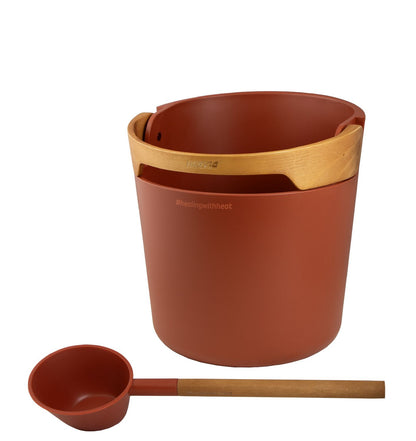 Sauna Accessory Harvia Helmi pail and ladle Terracotta