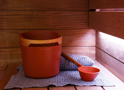 Sauna Accessory Harvia Helmi pail and ladle Terracotta