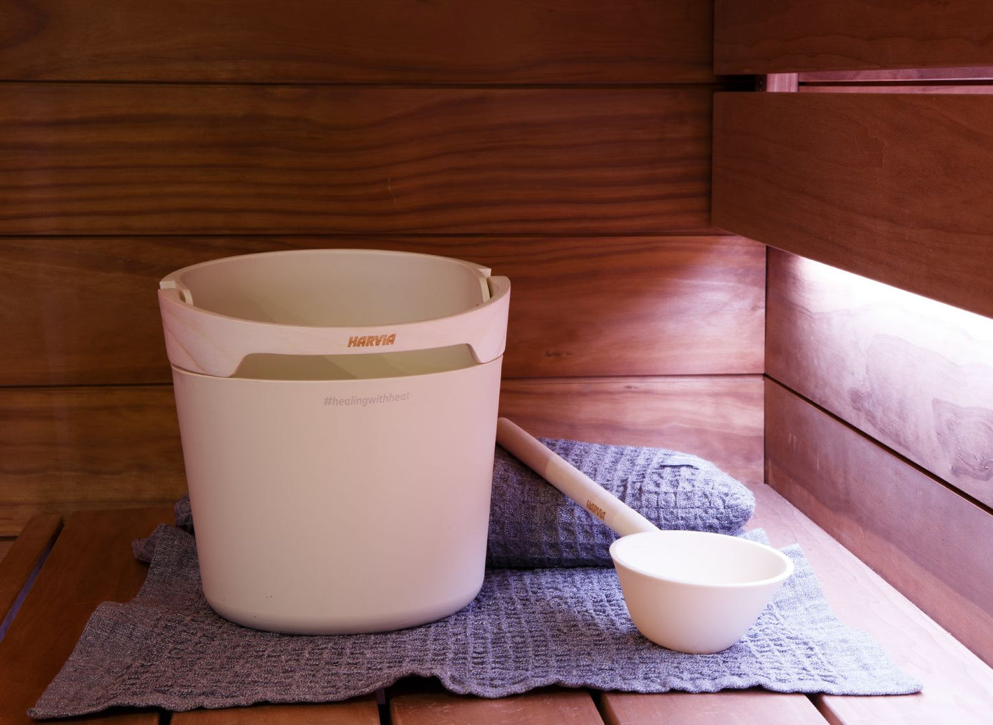 Sauna Accessory Harvia Helmi pail and ladle Ivory