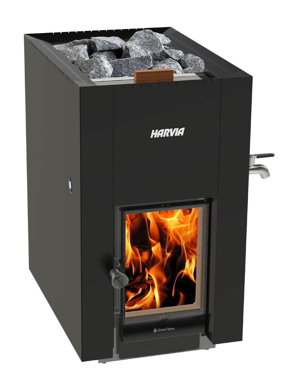 Wood burning heater Harvia Linear 22 GreenFlame ES black