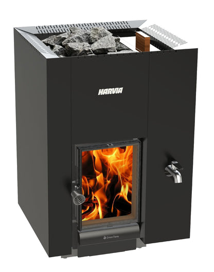 Wood burning heater Harvia Linear 22 GreenFlame RS black