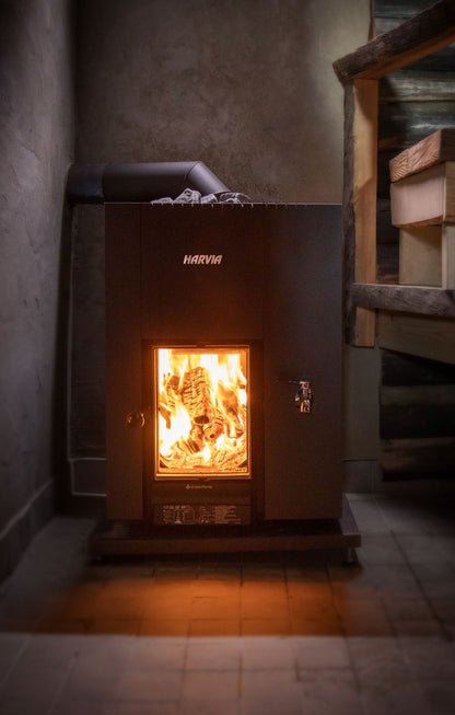 Wood burning heater Harvia Linear 22 GreenFlame RS black