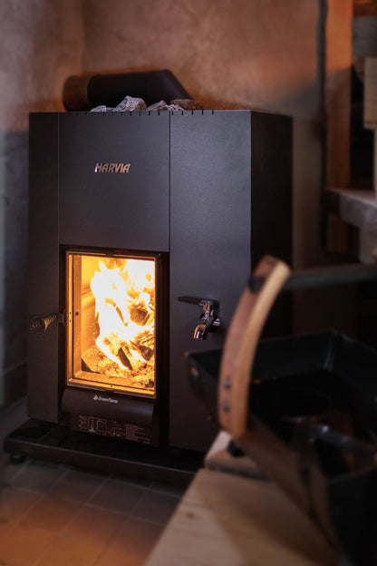 Wood burning heater Harvia Linear 22 GreenFlame RS black