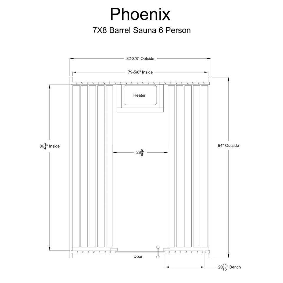 Phoenix Outdoor Traditional 6 Person Barrel Sauna