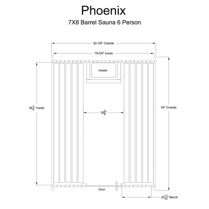 Phoenix Outdoor Traditional 6 Person Barrel Sauna