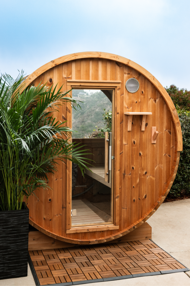 Takoa Half Moon Classic Outdoor Traditional 4-6 Person Barrel Sauna